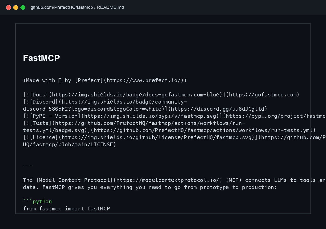 FastMCP README screenshot